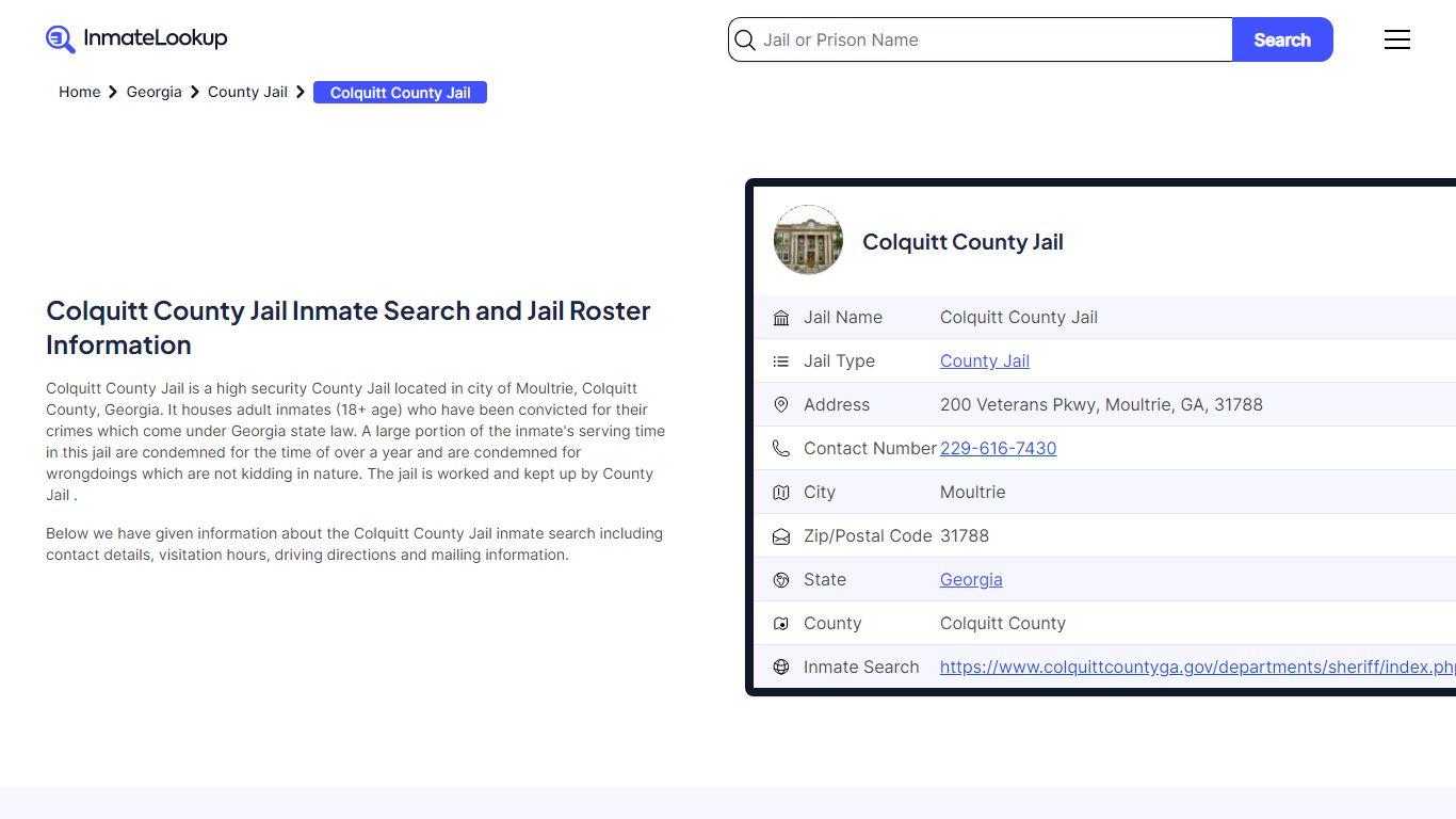 Colquitt County Jail Inmate Search - Moultrie Georgia - Inmate Lookup